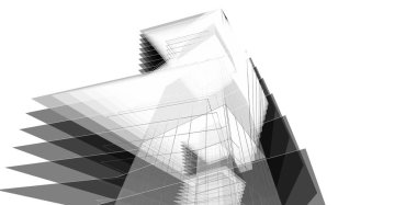 Soyut mimari arkaplan, 3d illüstrasyon