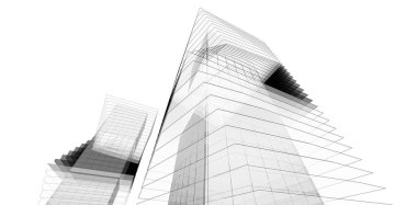 Soyut mimari arkaplan, 3d illüstrasyon