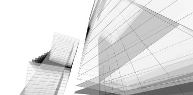 Soyut mimari arkaplan, 3d illüstrasyon