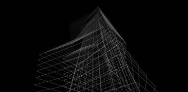 Soyut mimari arkaplan, 3d illüstrasyon