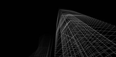 Soyut mimari arkaplan, 3d illüstrasyon