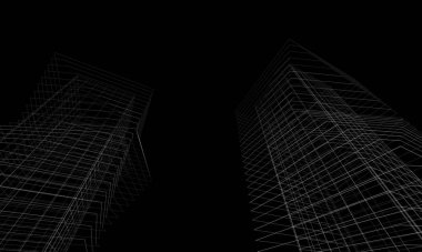 Soyut mimari arkaplan, 3d illüstrasyon