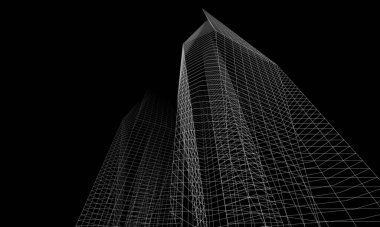 Soyut mimari arkaplan, 3d illüstrasyon