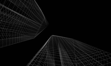 Soyut mimari arkaplan, 3d illüstrasyon