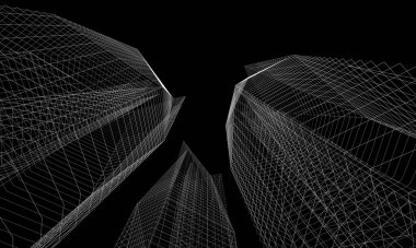 Soyut mimari arkaplan, 3d illüstrasyon