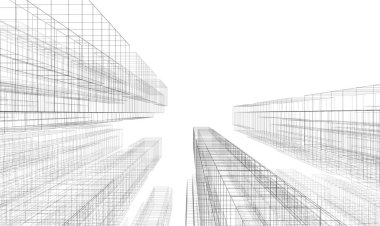 Soyut mimari arkaplan, 3d illüstrasyon