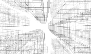 Soyut mimari arkaplan, 3d illüstrasyon