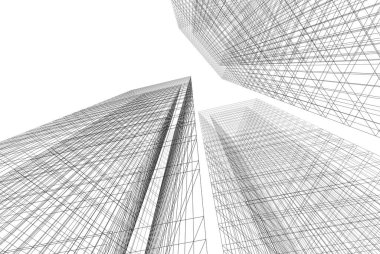 Soyut mimari arkaplan, 3d illüstrasyon