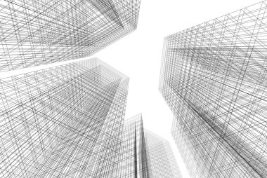 Soyut mimari arkaplan, 3d illüstrasyon