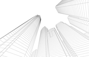 Soyut mimari arkaplan, 3d illüstrasyon