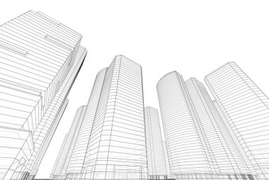 Soyut mimari arkaplan, 3d illüstrasyon