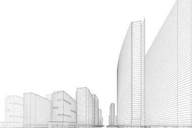 Soyut mimari arkaplan, 3d illüstrasyon