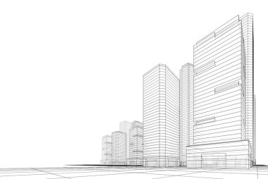 Soyut mimari arkaplan, 3d illüstrasyon