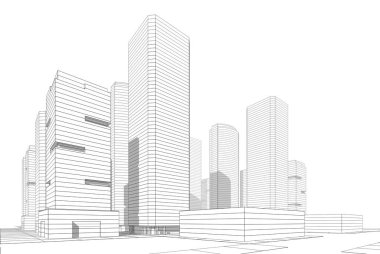 Soyut mimari arkaplan, 3d illüstrasyon