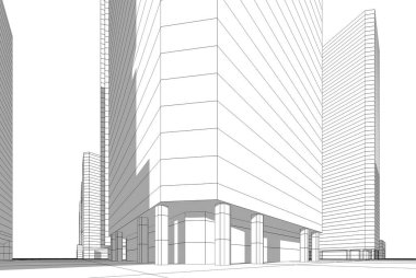 Soyut mimari arkaplan, 3d illüstrasyon