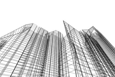 Soyut mimari arkaplan, 3d illüstrasyon