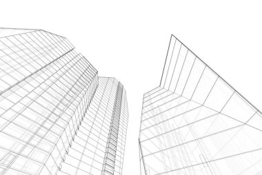 Soyut mimari arkaplan, 3d illüstrasyon