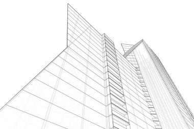 Soyut mimari arkaplan, 3d illüstrasyon