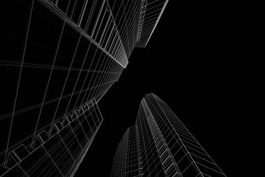 Soyut mimari arkaplan, 3d illüstrasyon