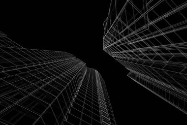 Soyut mimari arkaplan, 3d illüstrasyon