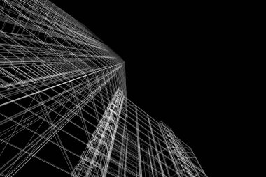 Soyut mimari arkaplan, 3d illüstrasyon