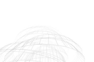 Soyut mimari arkaplan, gökdelen, üç boyutlu illüstrasyon