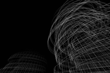 Soyut mimari arkaplan, gökdelen, üç boyutlu illüstrasyon