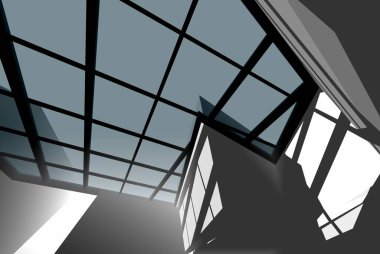 Soyut mimari arkaplan, 3d illüstrasyon