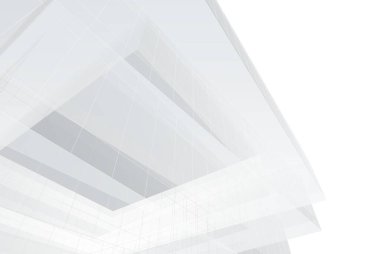 Soyut mimari arkaplan, gökdelen, üç boyutlu illüstrasyon