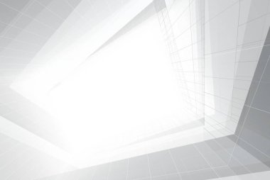 Soyut mimari arkaplan, gökdelen, üç boyutlu illüstrasyon