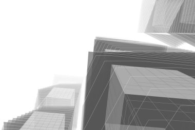 Soyut mimari arkaplan, 3d illüstrasyon