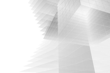 Soyut mimari arkaplan, gökdelen, üç boyutlu illüstrasyon