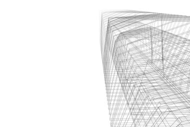 Soyut mimari arkaplan, gökdelen, üç boyutlu illüstrasyon