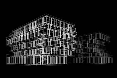 Soyut mimari arkaplan, 3d illüstrasyon