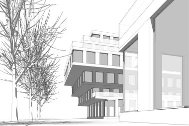 Soyut mimari arkaplan, 3d illüstrasyon