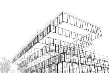 Soyut mimari arkaplan, 3d illüstrasyon