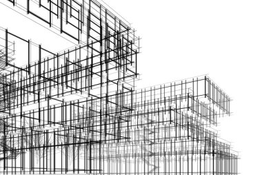 Soyut mimari arkaplan, 3d illüstrasyon