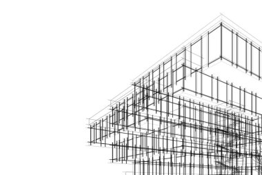 Soyut mimari arkaplan, 3d illüstrasyon