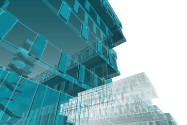 Soyut mimari arkaplan, 3d illüstrasyon