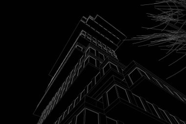 Soyut mimari arkaplan, 3d illüstrasyon