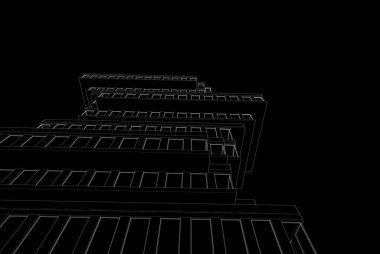 Soyut mimari arkaplan, 3d illüstrasyon