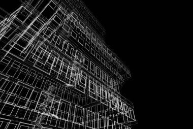 Soyut mimari arkaplan, 3d illüstrasyon