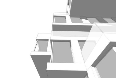 Soyut mimari arkaplan, 3d illüstrasyon