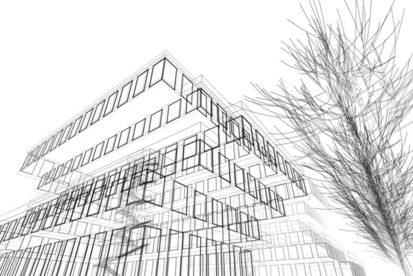 Soyut mimari arkaplan, 3d illüstrasyon