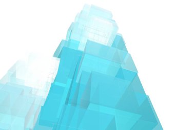 Soyut mimari arkaplan, gökdelen, üç boyutlu illüstrasyon