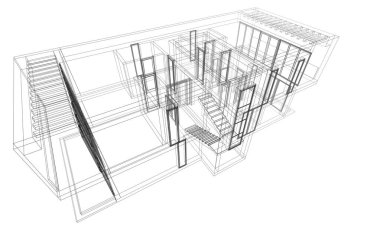 Soyut mimari arkaplan, 3d illüstrasyon