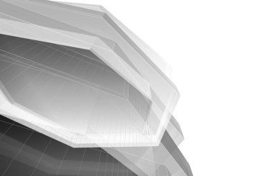 Soyut mimari arkaplan, gökdelen, üç boyutlu illüstrasyon