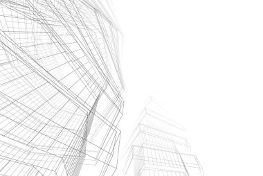 Soyut mimari arkaplan, 3d illüstrasyon