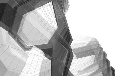 Soyut mimari arkaplan, 3d illüstrasyon