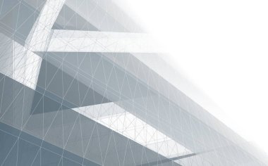 Soyut mimari arkaplan, gökdelen, üç boyutlu illüstrasyon